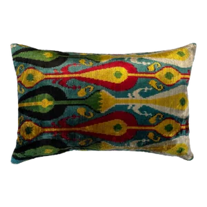 Multi Colored Ikat Silk Velvet Pillow
