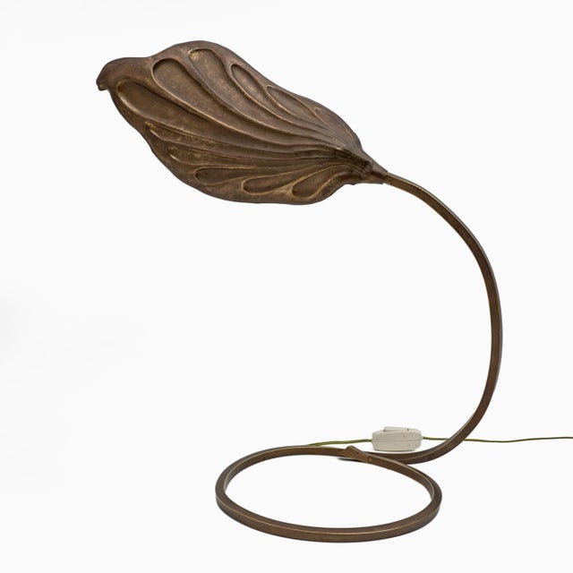 Brass Leaf Table Lamp by Tommaso Barbi for Bottega Gadda, 1960s For Sale - Image 9 of 9