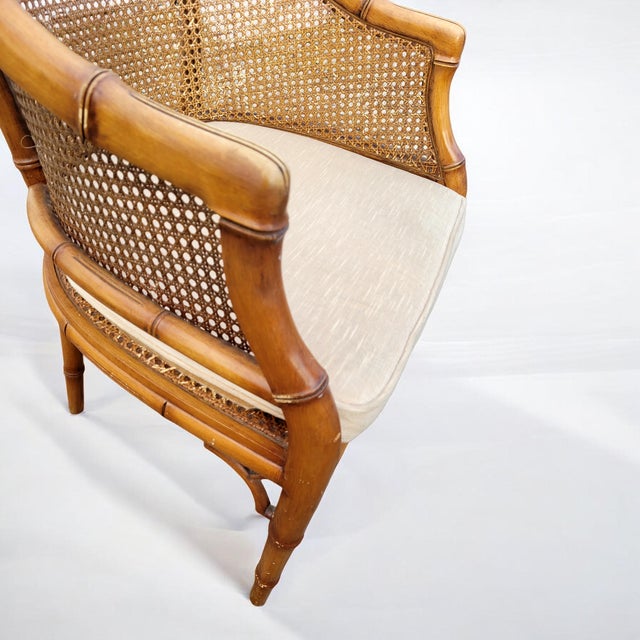 Mid-Century Modern Hollywood Regency Faux Bamboo Cane Lounge Chair, 1950s For Sale - Image 15 of 17
