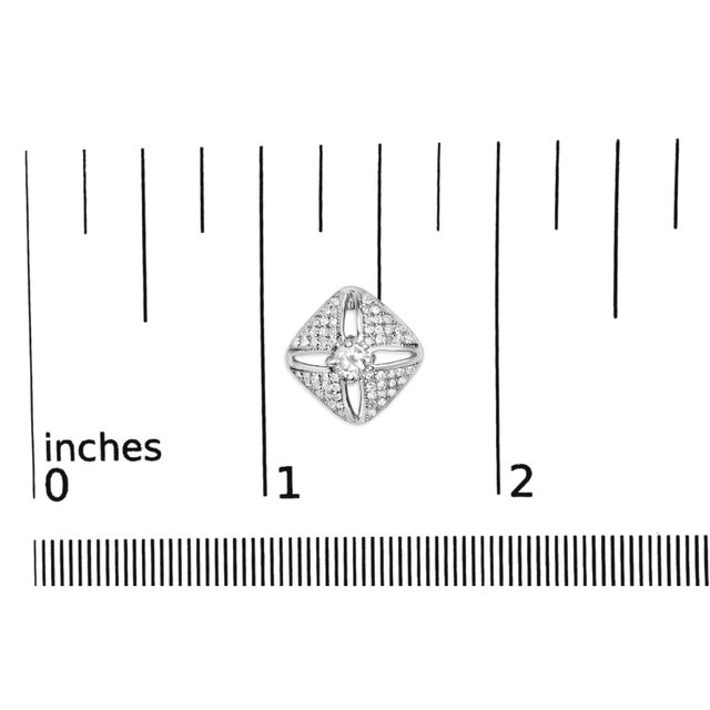 Early 21st Century .925 Sterling Silver 1.0 Cttw Diamond Studded Rhombus Stud Earrings, A Pair (H-I Color, I2-I3 Clarity) For Sale - Image 5 of 5