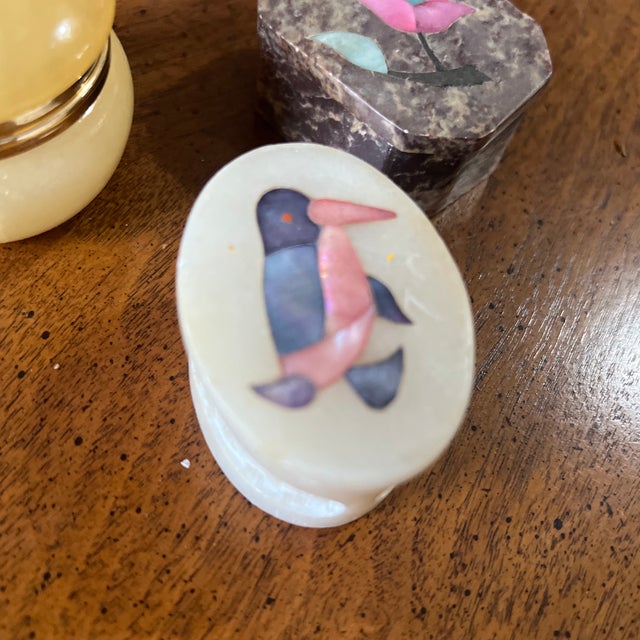 Up for consideration is a beautiful vintage collection of marble stone miniature boxes. These would look lovely in your...