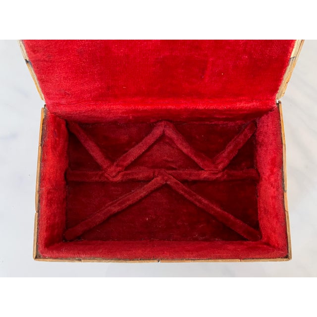 1930s Tramp Art Jewelry Box Tribute to Mother, Cigar Box, Match Work With Velvet Lining For Sale - Image 4 of 7