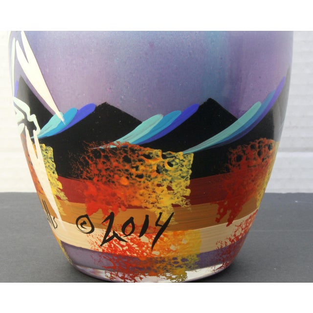2010s Signed Sam 2 Bulls – Oglala Lakota Sioux Hand-Painted Art Vase For Sale - Image 5 of 16