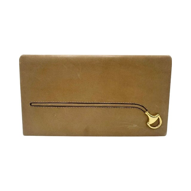 Brown Vintage Mid-Century Gucci Brown Leather Box With Horsebit Detail For Sale - Image 8 of 13