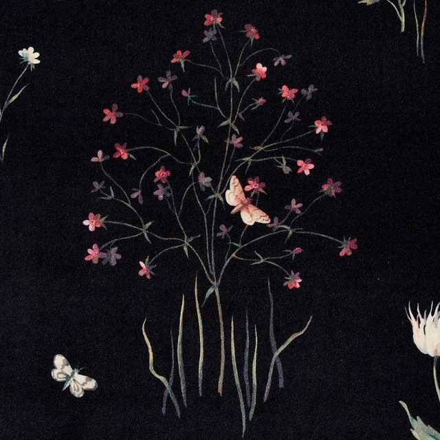 Schumacher Sample - Schumacher Primavera Velvet Fabric, Black For Sale - Image 4 of 5