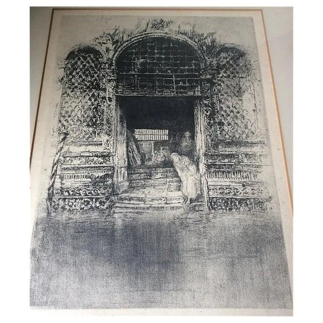 Tribal Antique Signed Print of a Mosque, Ethnographic, Architectural, Signed For Sale - Image 3 of 14