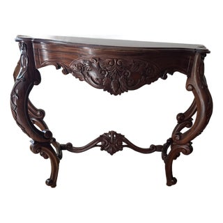 Vintage Solid Mahogany Heavily Carved Side Table Entrance For Sale