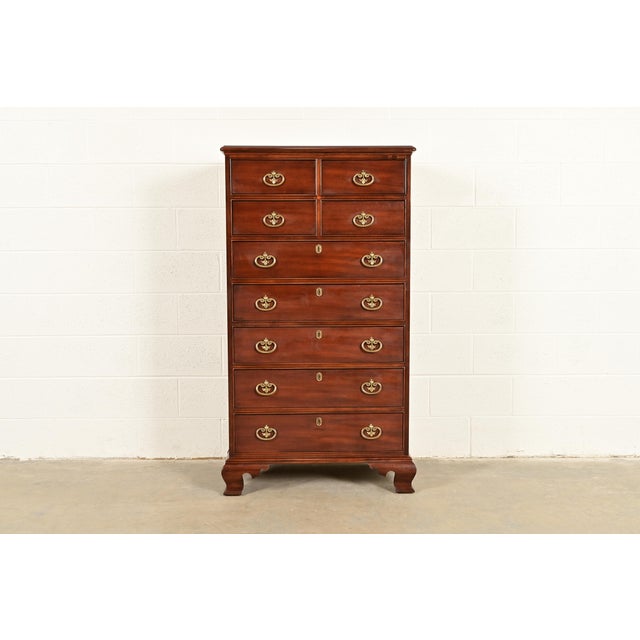 Henredon Chippendale Solid Mahogany Nine-Drawer Highboy Dresser For Sale - Image 12 of 12