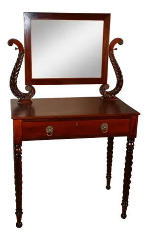 1840s Antique Federal Empire Mahogany Vanity Desk / Ladies Desk