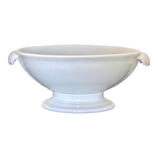 Antique James Edwards White Ironstone Serving Bowl For Sale