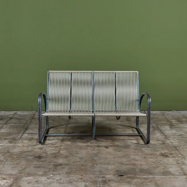 Mid-Century Modern Walter Lamb for Brown Jordan Vinyl Bronze Patio Settee For Sale - Image 3 of 18