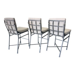 Castelle Marquis Aluminum Patio Barstools- Set of 3, Outdoor Bar Stool For Sale