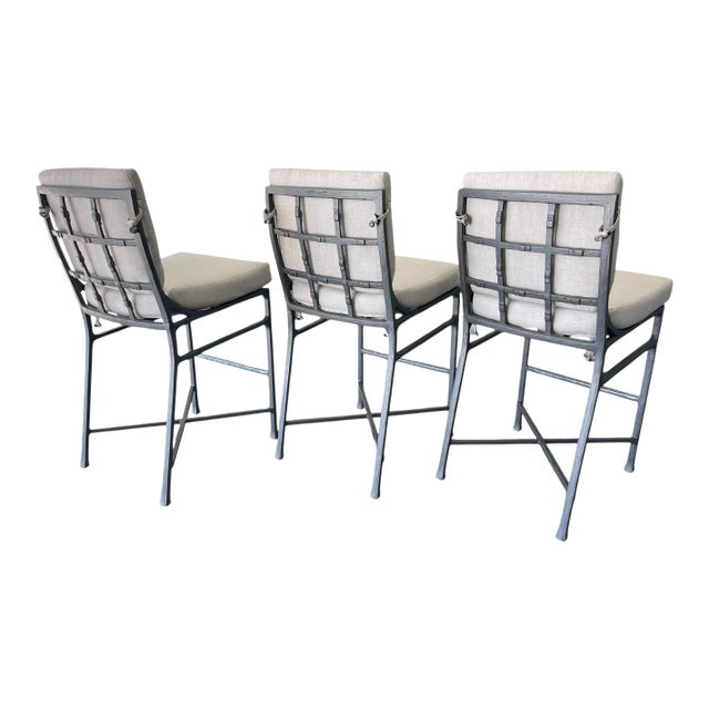 Castelle Marquis Aluminum Patio Barstools- Set of 3, Outdoor Bar Stool For Sale