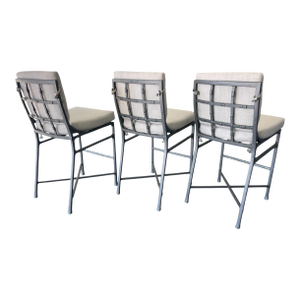 Castelle Marquis Aluminum Patio Barstools- Set of 3, Outdoor Bar Stool