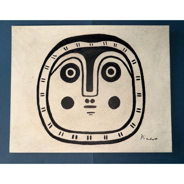 Pablo Picasso, Bold Modernist Mask, Opaque Black on Paper, Hand Signed, 1950-1970s For Sale - Image 13 of 18