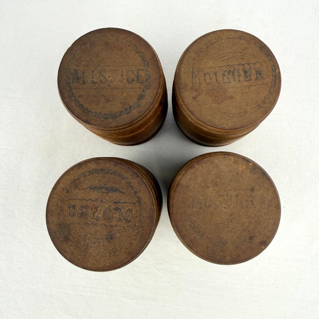 Set of 8, Antique Bentwood Spice Box With 7 Wooden Barrel Spice Containers For Sale - Image 11 of 12