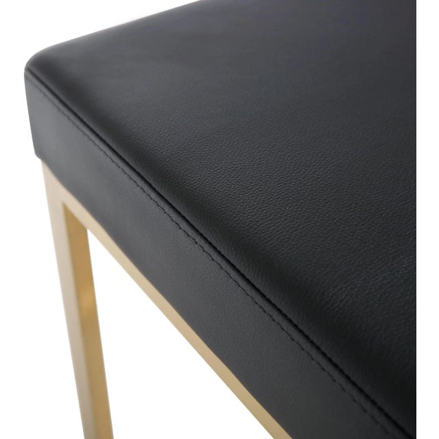 Metal Ferrara Black Vegan Leather & Gold Steel Bar Stools - Set of 2 For Sale - Image 7 of 12