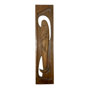 Vintage Hand Carved Wood Religious Virgin Mary Jesus Saint Wall Statue Sculpture