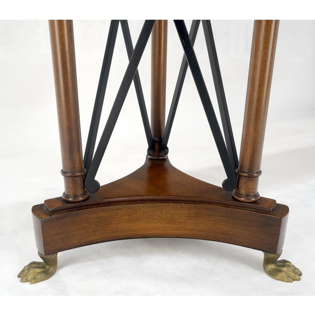 Brown Very Fine Double Pedestal Base 72" Long Sofa Console Table Brass Claw Feet For Sale - Image 8 of 11