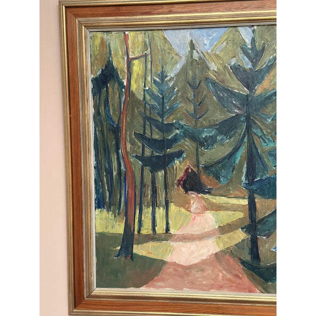 Leif Ewens, Forest Road, 1950s, Oil on Canvas, Framed For Sale - Image 8 of 18