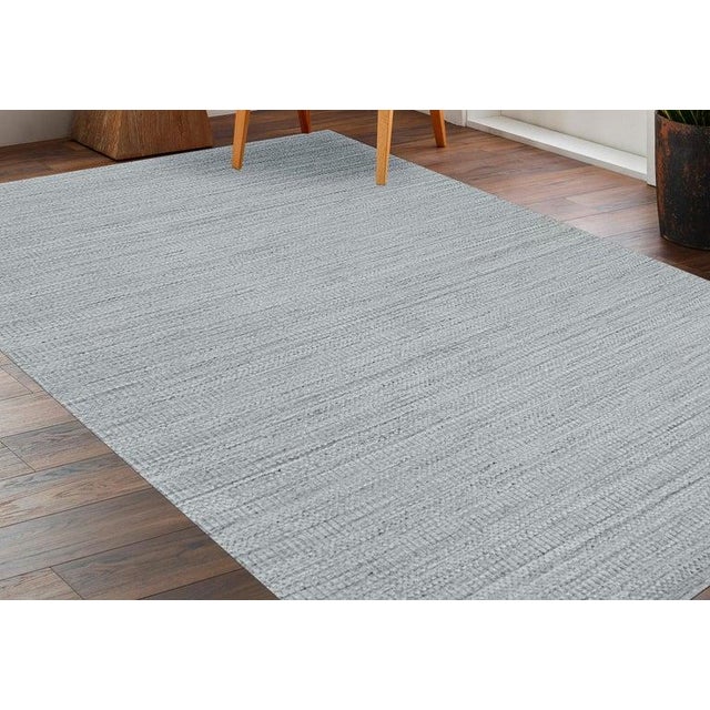 10x14 Ivory Handloomed Wool Subtle Textured Weave Geometric Modern Carpet Rug For Sale - Image 9 of 9