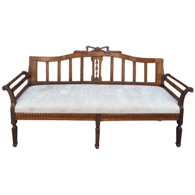 Wood Antique 19c Swedish Gustavian Sofa Settee W Bow Motif For Sale - Image 7 of 7