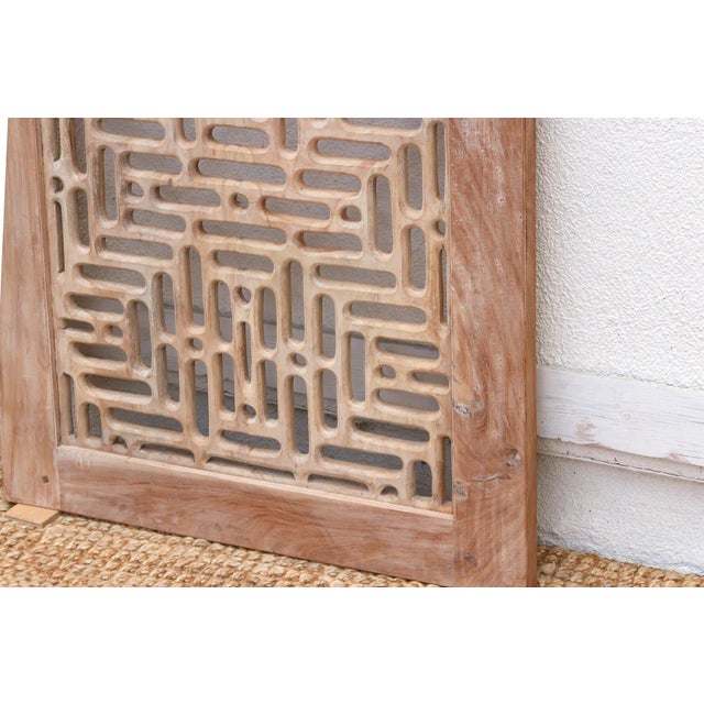 Reconstructed Ethereal Whitewash Lattice Carved Door For Sale - Image 4 of 8
