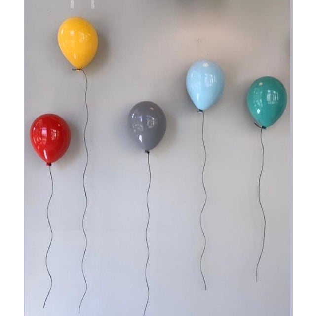 Marigold Yellow Glossy Ceramic Balloon Sculpture by ArtArsouf -Contemporary Handmade, Medium Size For Sale - Image 4 of 15