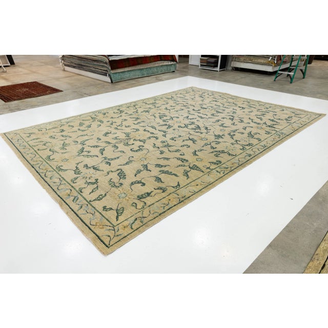 Transitional Oversized Wool Rug Handmade in Beige With Allover Design For Sale - Image 4 of 10