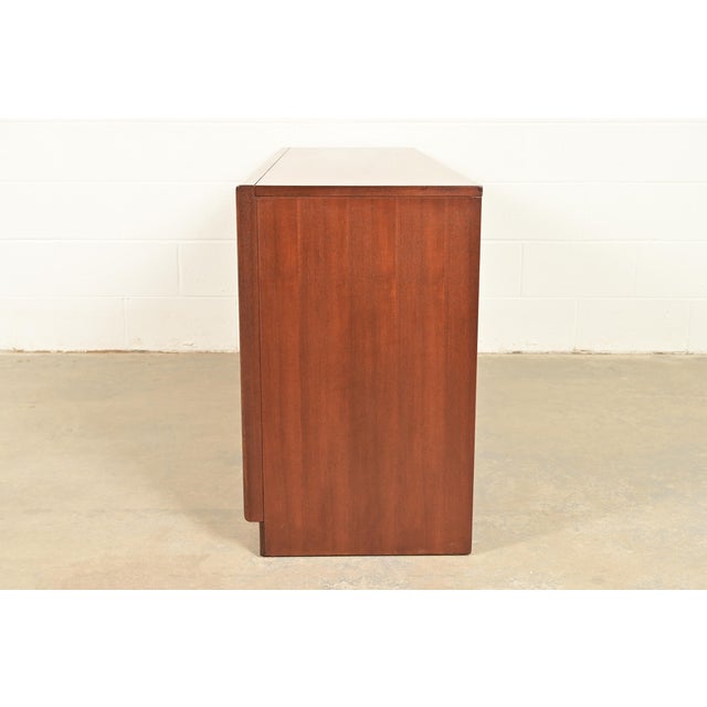 Broyhill Emphasis Mid-Century Modern Sculpted Walnut Sideboard Credenza, Newly Refinished For Sale - Image 10 of 12