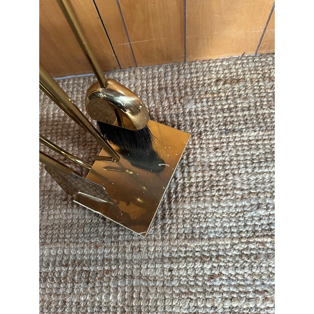1960s Set of 3 Modernist Brass Fireplace Tools For Sale - Image 4 of 4