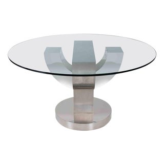 Vintage Metal and Glass Table attributed to Mario Sabot, Italy, 1970s For Sale