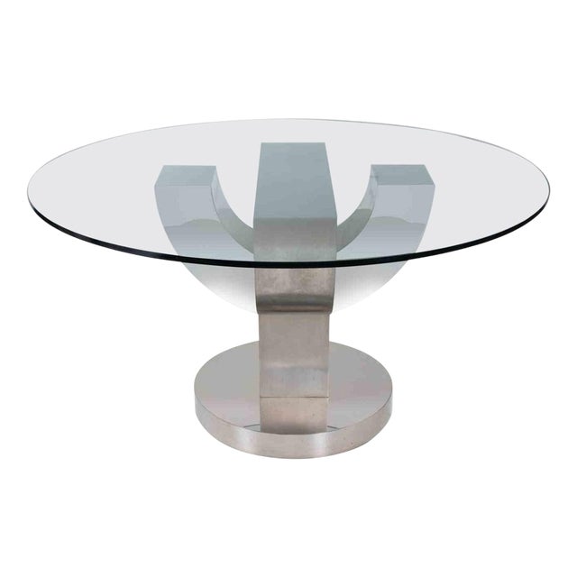 Vintage Metal and Glass Table attributed to Mario Sabot, Italy, 1970s For Sale
