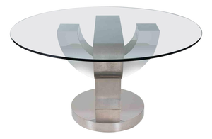 Vintage Metal and Glass Table attributed to Mario Sabot, Italy, 1970s