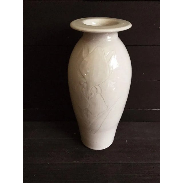 Ceramic Vintage White Stoneware Vase For Sale - Image 7 of 7