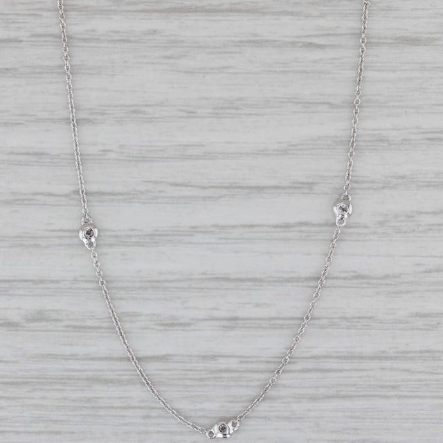 Modern 0.26ctw Diamond Station Necklace 14k White Gold 18" by the Yard For Sale - Image 3 of 5