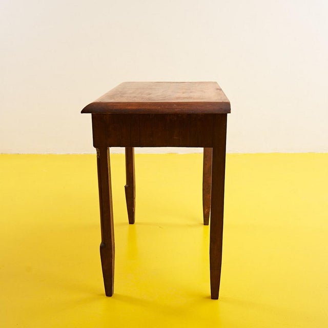 Brown Small Console Table with Wood Columns For Sale - Image 8 of 9