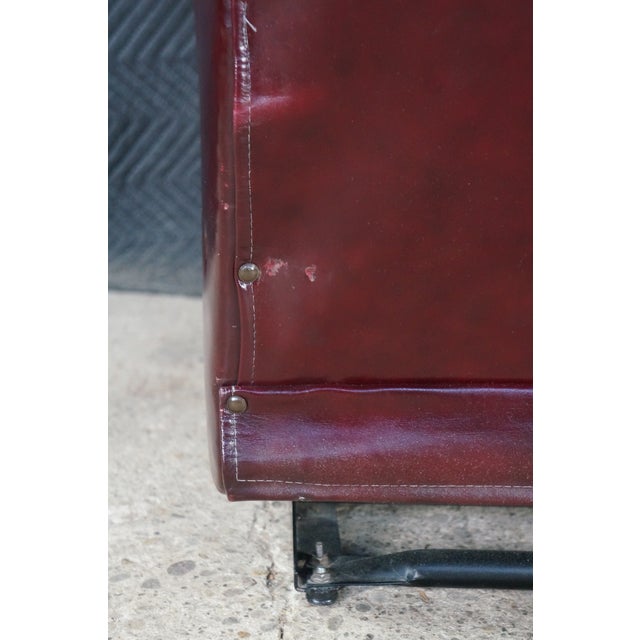 1975 Lane Furniture Burgundy Red Oxblood Leather Nailhead Reclining Armchair For Sale - Image 14 of 18