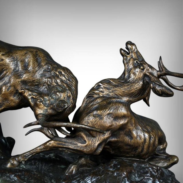 Thomas Cartier, The Stag Fight, Early 20th Century, Bronze, in Very Good conditions. Designed 1890 to 1919 This piece has...