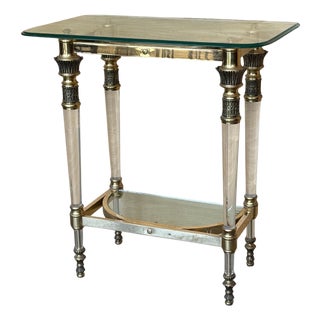 Late 20th Century Claude Dalle Style Narrow Console Table with Glass Top, Lucite and Bronze For Sale