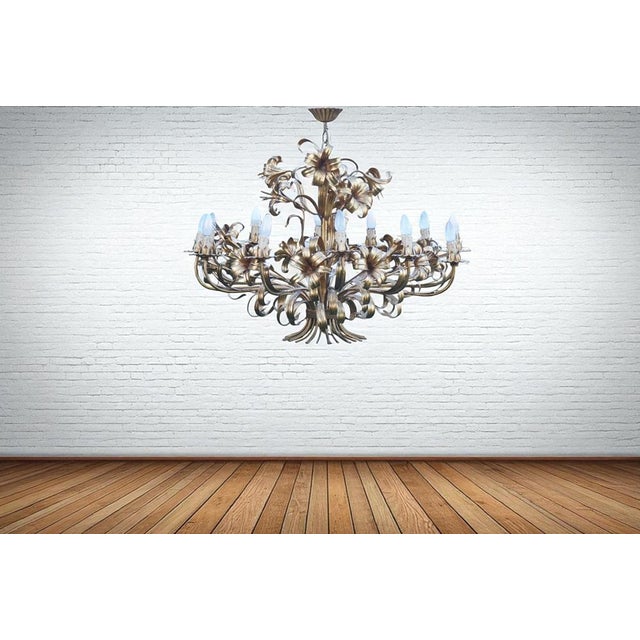 Mid-Century Modern Large Hollywood Regency Calla Lily Chandelier with 12 Lights attributed to Hans Kögl, 1970s For Sale - Image 3 of 16