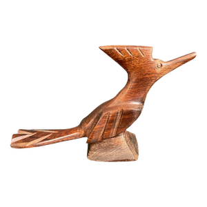 Mid Century Modern Ironwood Carved Roadrunner