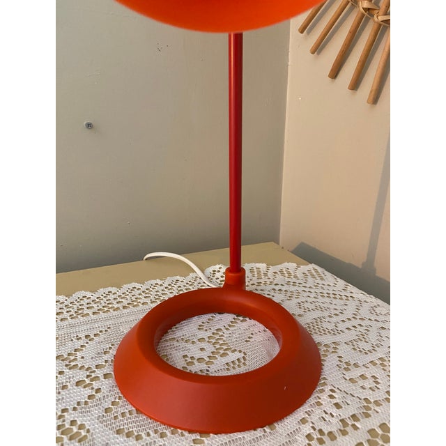 Plastic Postmodern Mathias Orange-Red Adjustable Desk Lamp With Circular Base – Retro Design For Sale - Image 7 of 8