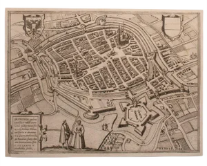 George Braun - Map of Groningen - Original Etching - Late 16th Century