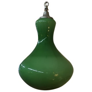 Vintage Green and White Cased Glass Pendant Light For Sale