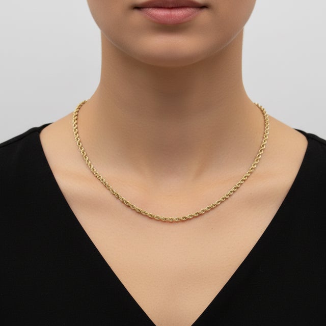 Gold Vintage 14k Gold 18” Rope Chain For Sale - Image 8 of 8