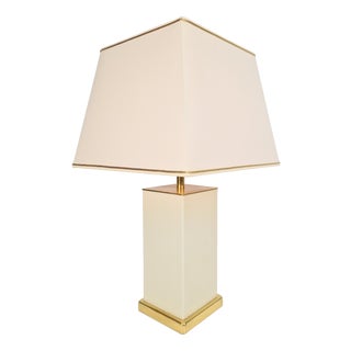 Vintage Brass and Cream Table Lamp from Maison Charles, 1970s For Sale