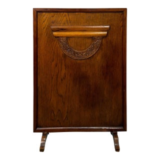Antique English Oak Carved Firescreen For Sale