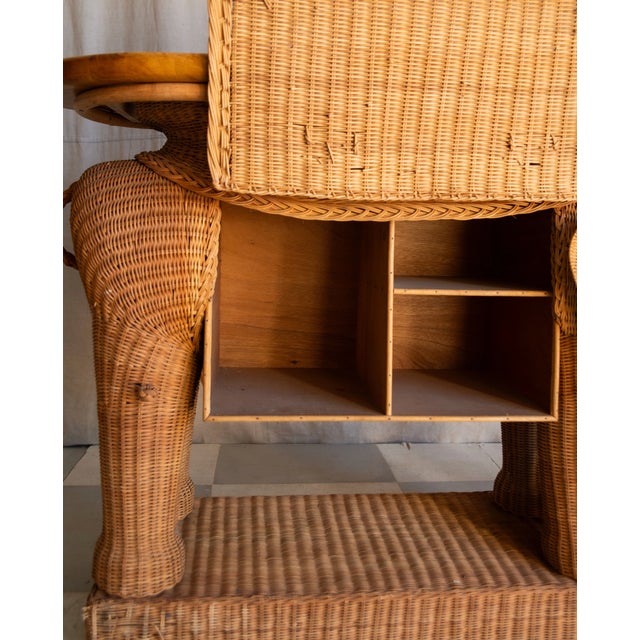 Vintage Elephant Wicker Bar Cart For Sale - Image 10 of 10