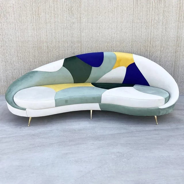 Curved 3-Seater sofa with Cushions For Sale - Image 4 of 10